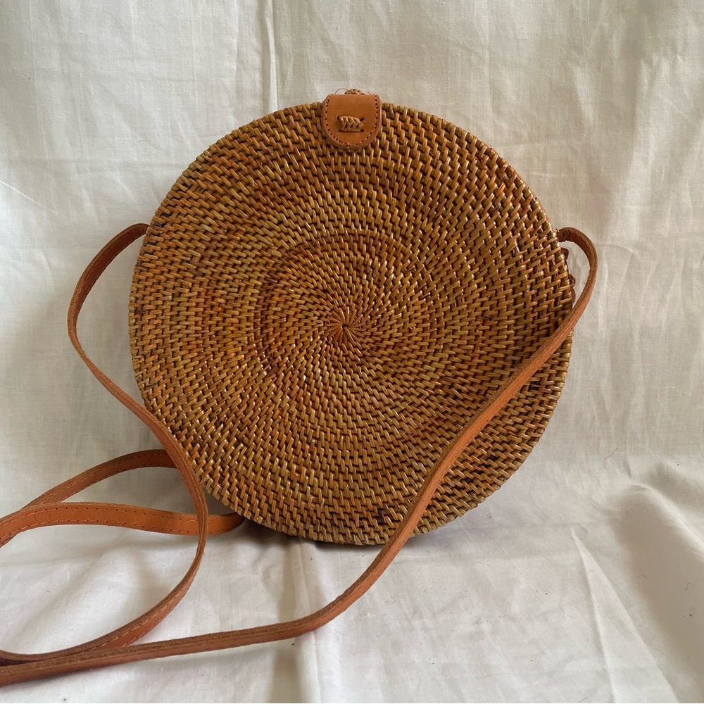 Round Ratan Woven Straw Bag